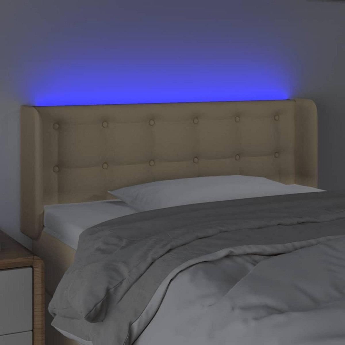 VIDAXL Tete de lit a LED Creme 103x16x78/88 cm Tissu