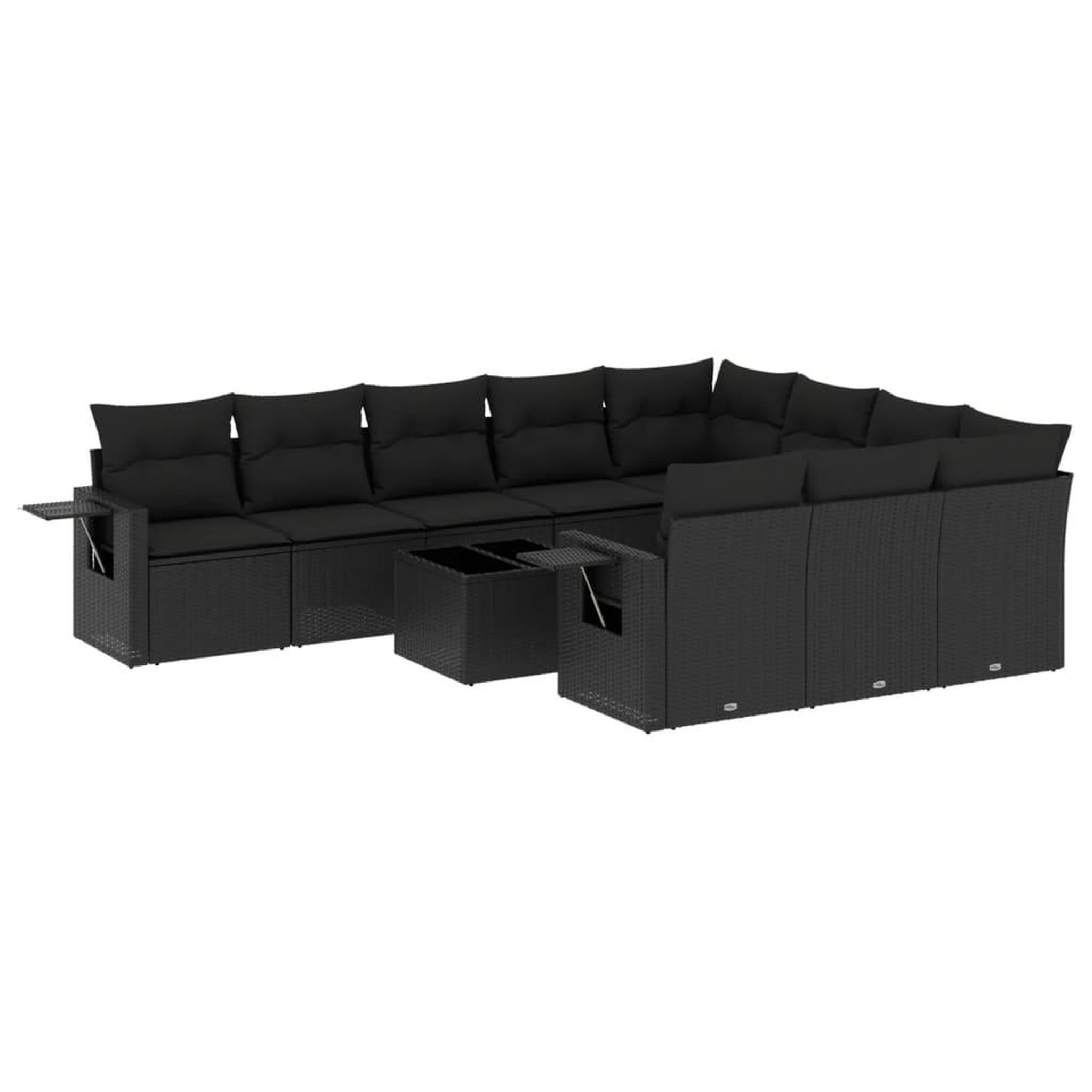 Voir la diapositive 2 : VIDAXL Salon de jardin 11 pcs avec coussins noir resine tressee