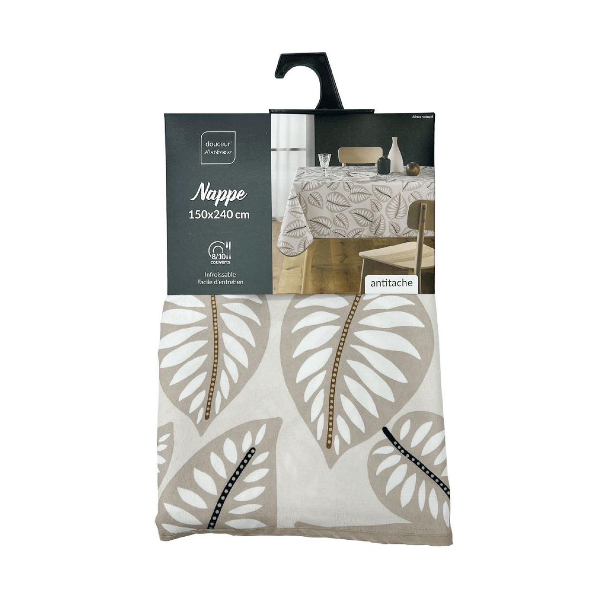 Voir la diapositive 4 : Douceur d'Intérieur Nappe antitache imprimé  alma  150x240cm naturel