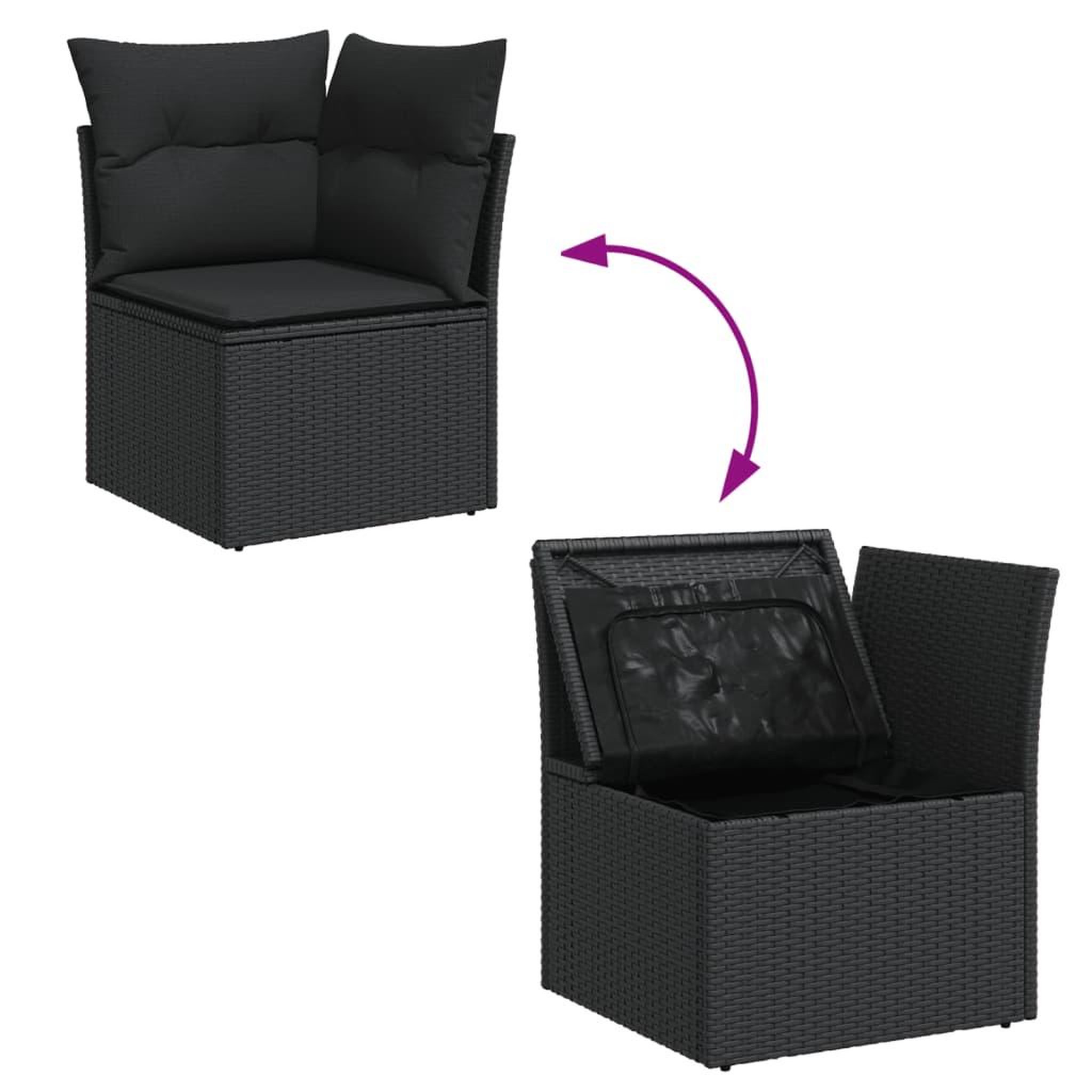 Voir la diapositive 4 : VIDAXL Salon de jardin 8 pcs avec coussins noir resine tressee