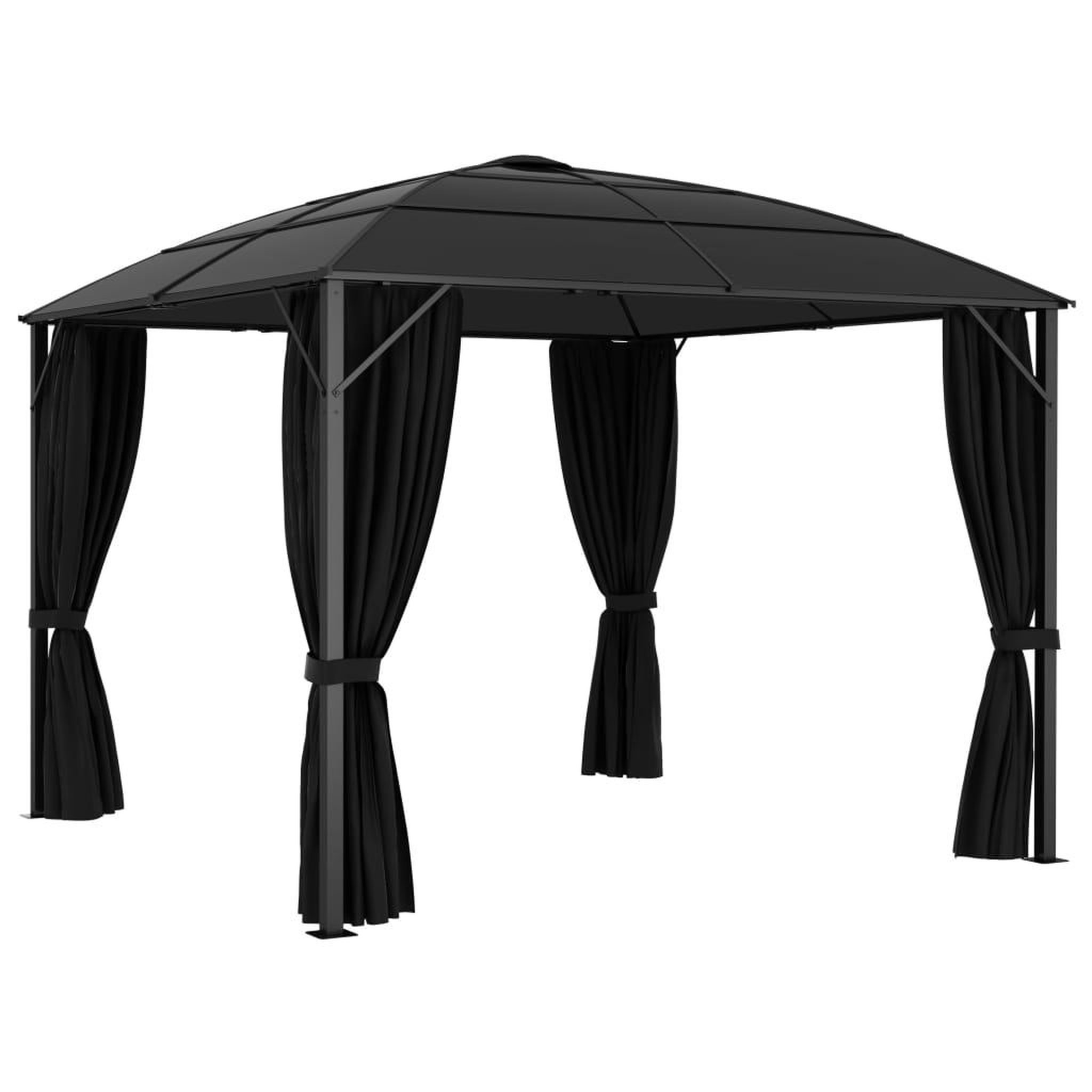 Voir la diapositive 5 : VIDAXL Tonnelle avec rideaux 300x300x265 cm Anthracite