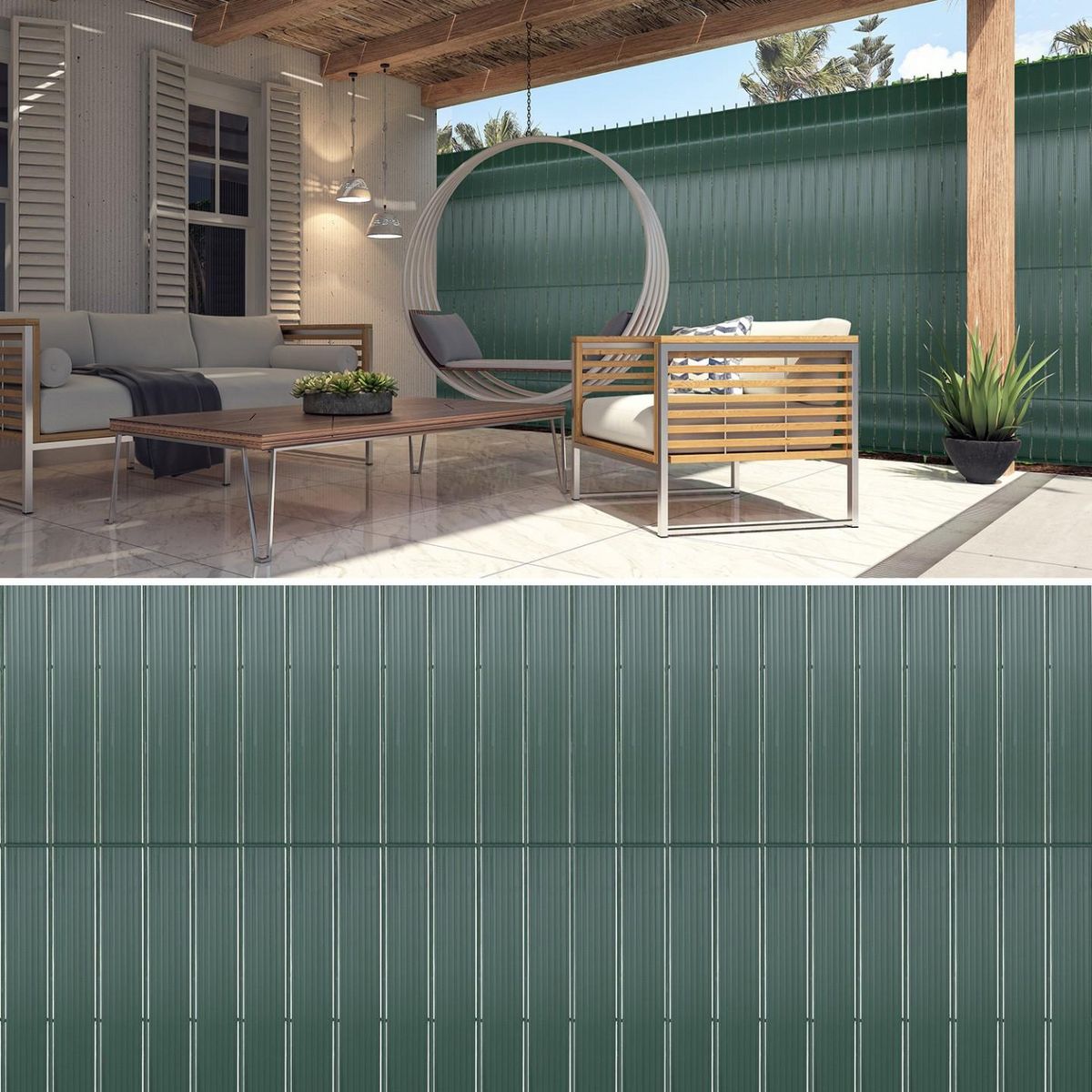 ID MARKET Kit de lamelles occultantes PVC vertes L.60 M pour panneau grillagé