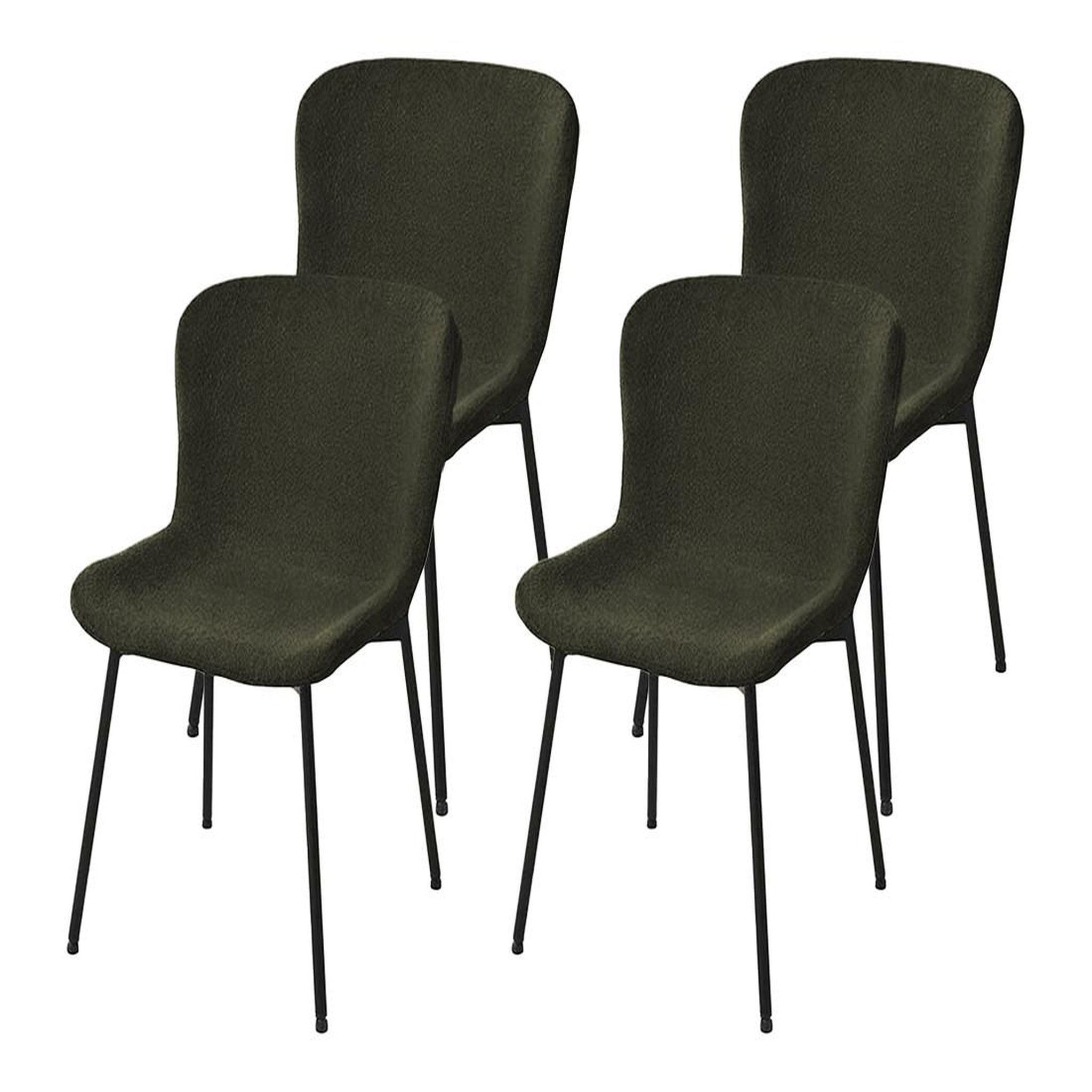 Voir la diapositive 1 : LISA DESIGN Castillo - lot de 4 chaises - kaki - en tissu bouclette