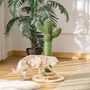 Voir la diapositive 2 : PAWHUT Griffoir chat design cactus - jouet pompon suspendu, jouet boules - bois de pin sisal vert