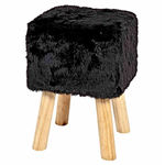 Paris Prix Tabouret Carré Imitation Fourrure  Josie  45cm Noir