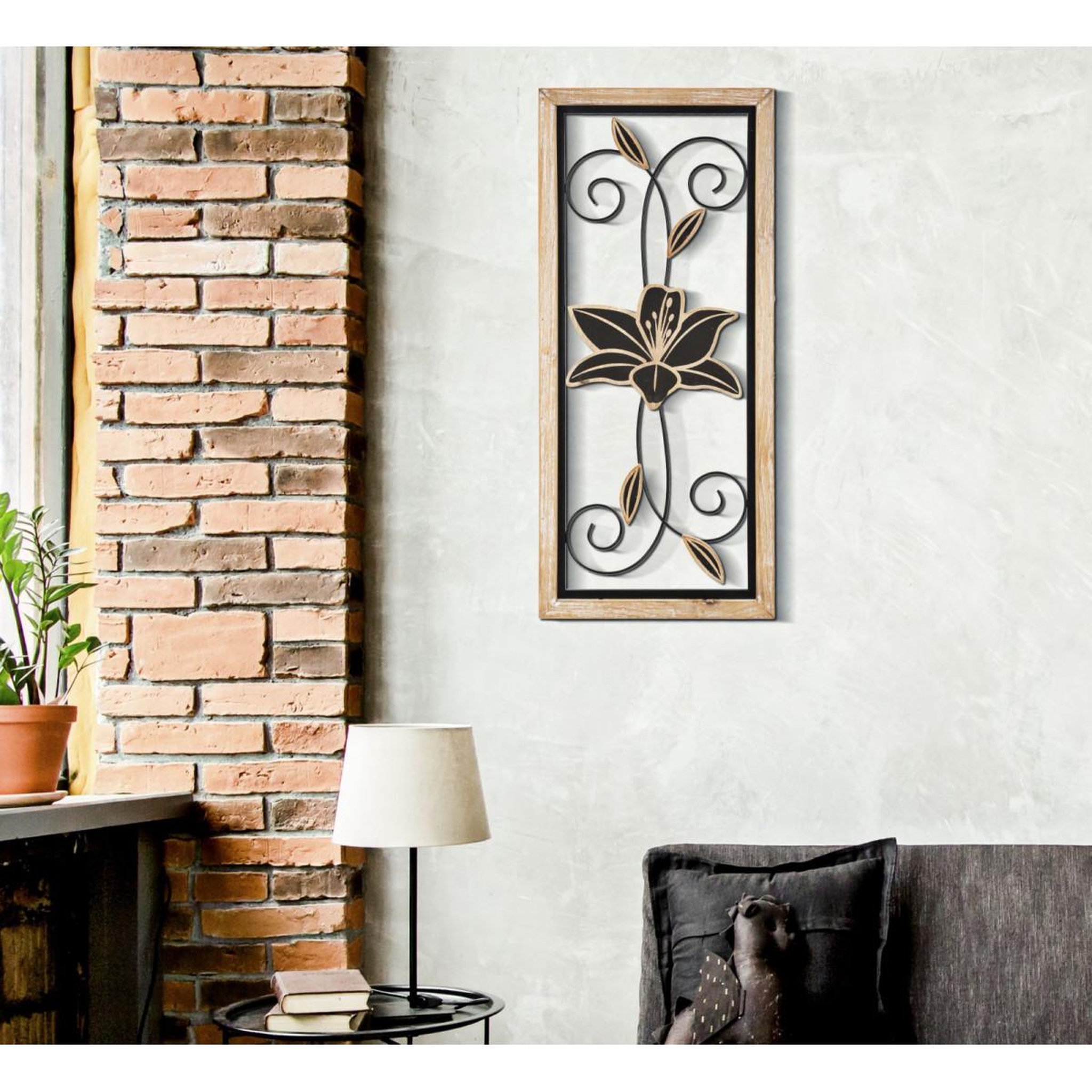 Voir la diapositive 5 : Paris Prix Décoration murale encadrée  komans  60cm naturel & noir