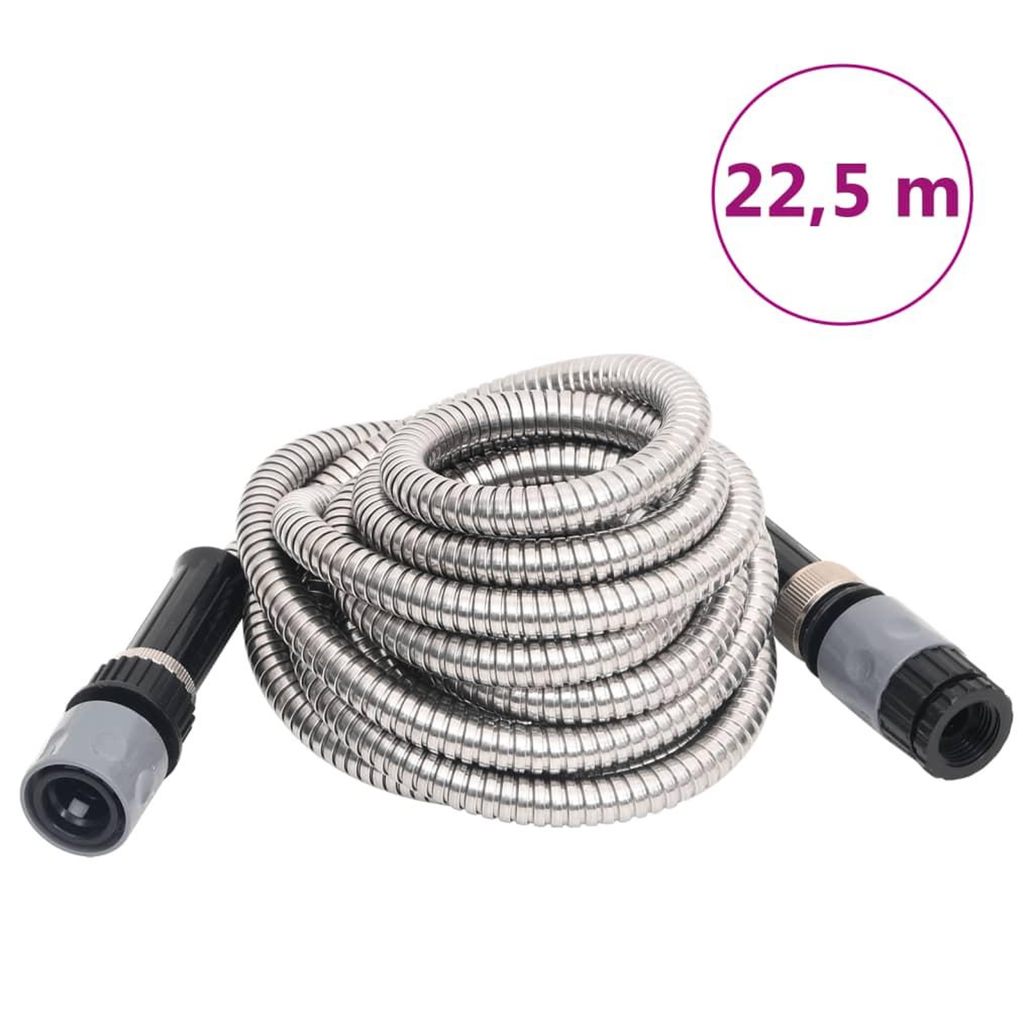 VIDAXL Tuyau d'arrosage buse de pulverisation argente 0,6  22,5 m inox