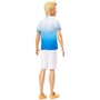 MATTEL Poupée Ken Fashionistas blond avec polo dégradé bleu et bermuda blanc - Barbie