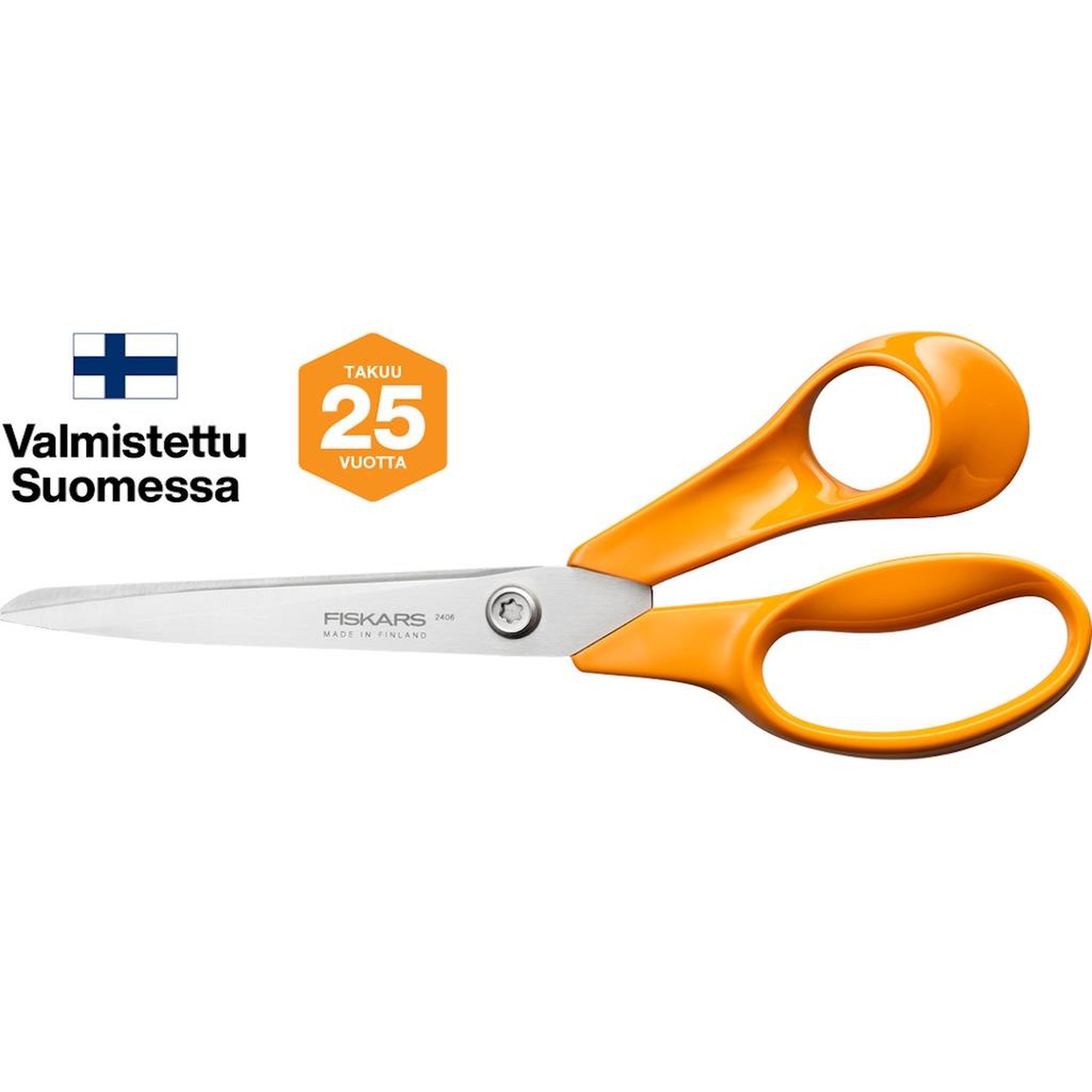Fiskars Ciseaux - droitier - acier inox lames facettées coupe précise durable
