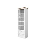 BEST MOBILIER Francesco - vitrine - effet bois et blanc - 2 tiroirs et 1 porte - 201 cm. Coloris disponibles : Marron