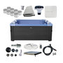 Voir la diapositive 6 : MSpa Spa rigide 6 places hydromassages. 4 coussins + 8 filtres + bâche incluse. OSLO SAPPHIRE. L 160 x P 160 x H 65 cm