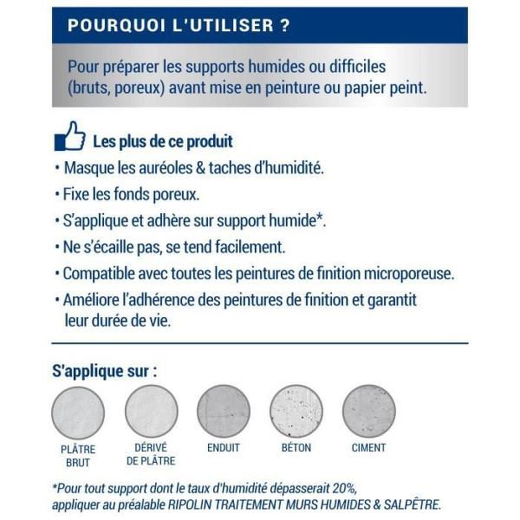Voir la diapositive 5 : RIPOLIN Sous couche anti-humidité mat blanc 2,5l ripolin