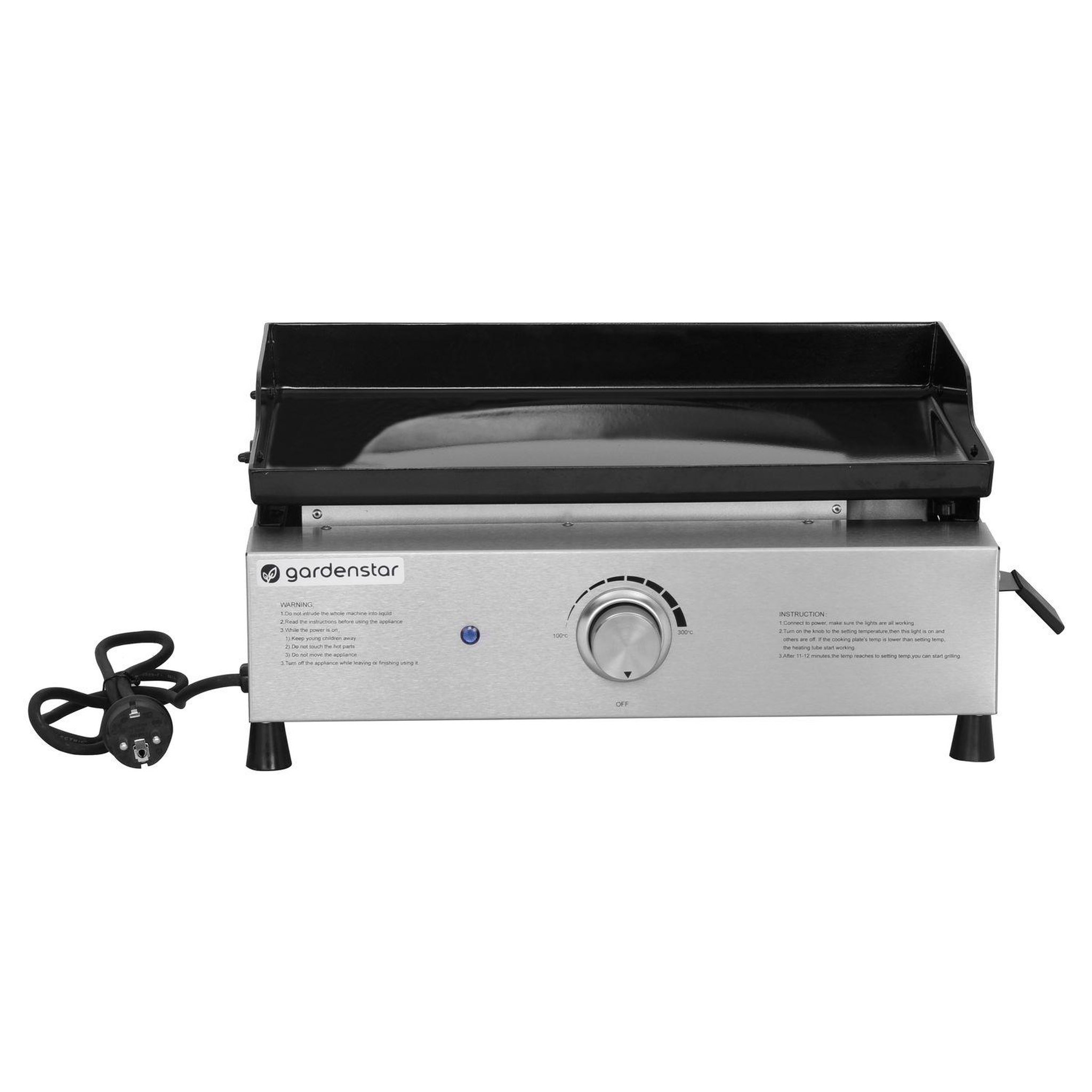 GARDENSTAR Plancha électrique à poser - 1 brûleur - 2200W - Acier