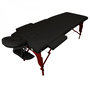 Voir la diapositive 1 : VIVEZEN Table de massage pliante 2 zones en bois foncé avec panneau Reiki + Accessoires et housse de transport - Noir