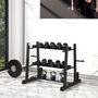 Voir la diapositive 2 : HOMCOM Support pour poids, haltères et barres - rack haltères multifonction - charge max. 200 Kg - acier noir