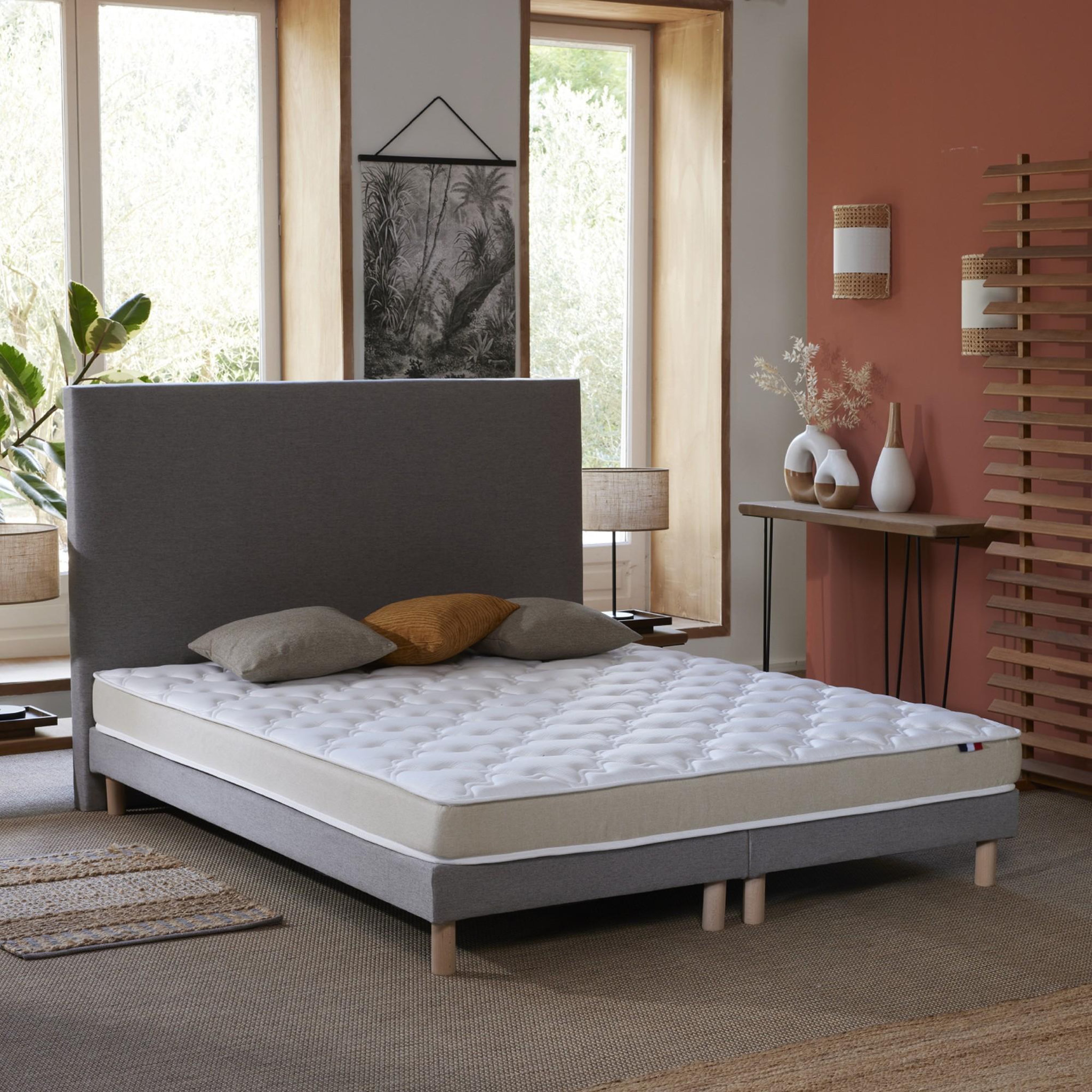 Voir la diapositive 2 : IDLITERIE Ensemble Matelas accueil Latex 3 zones INITIAL - Bi Confort Mousse & Latex + Sommier - Made in France