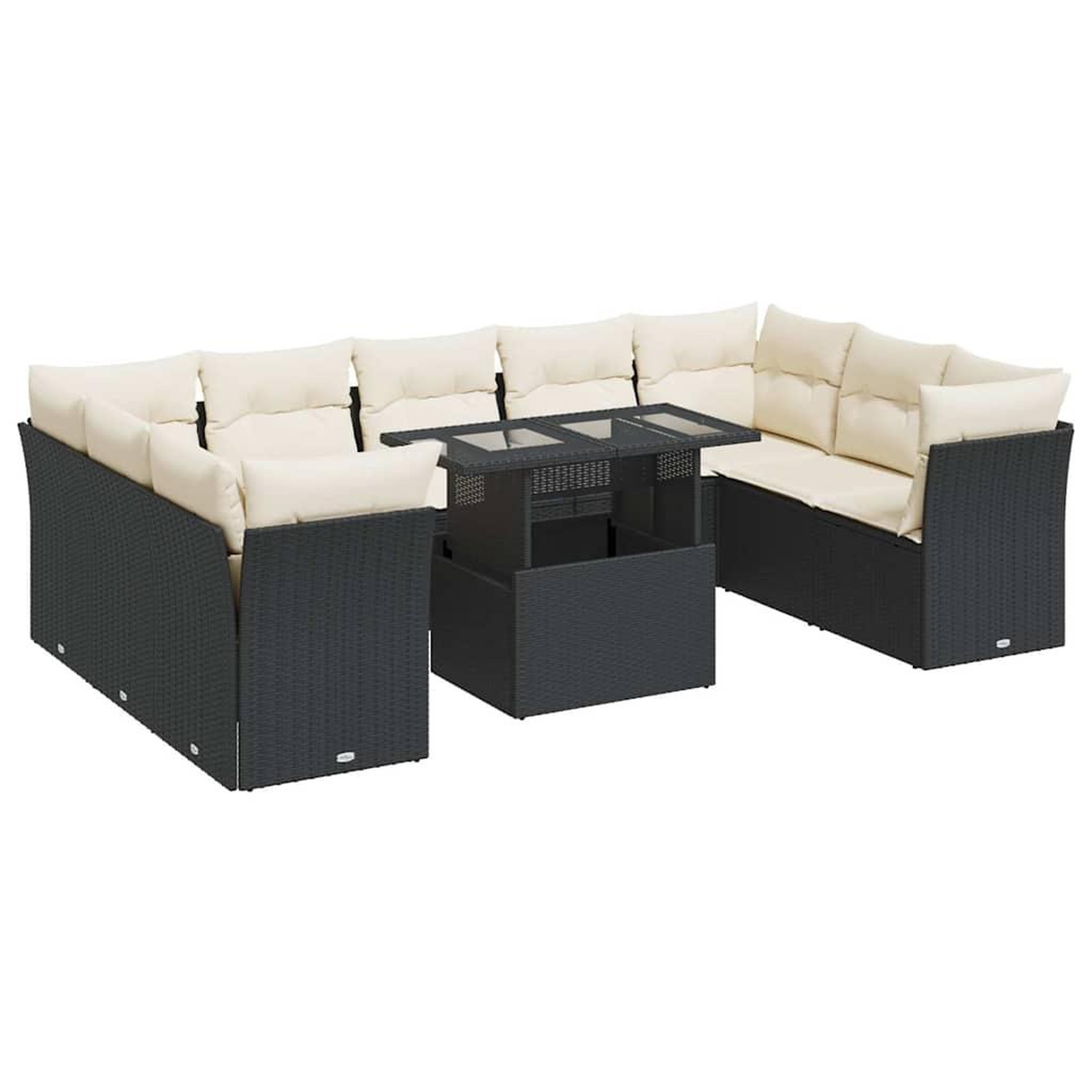 Voir la diapositive 2 : VIDAXL Salon de jardin 10 pcs avec coussins noir resine tressee