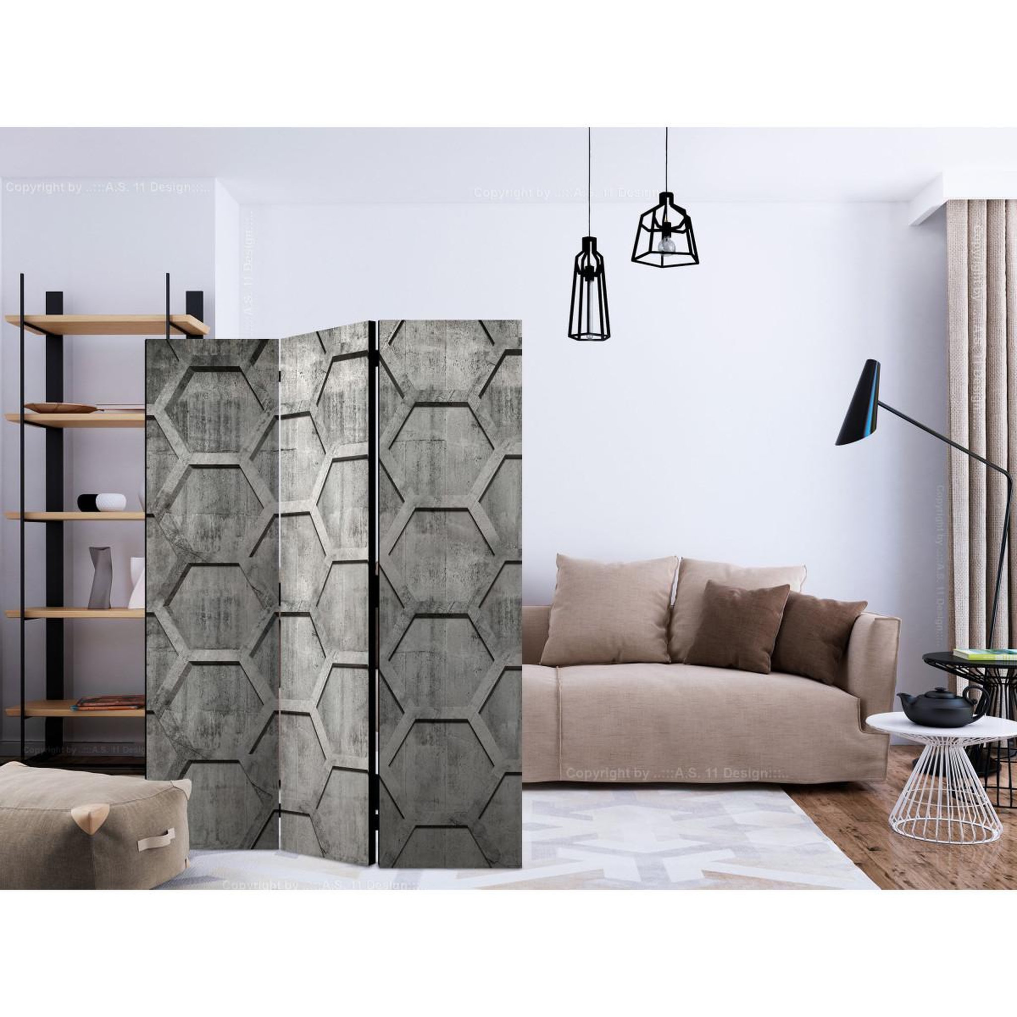 Voir la diapositive 2 : Paris Prix Paravent 3 volets  platinum cubes  135x172cm