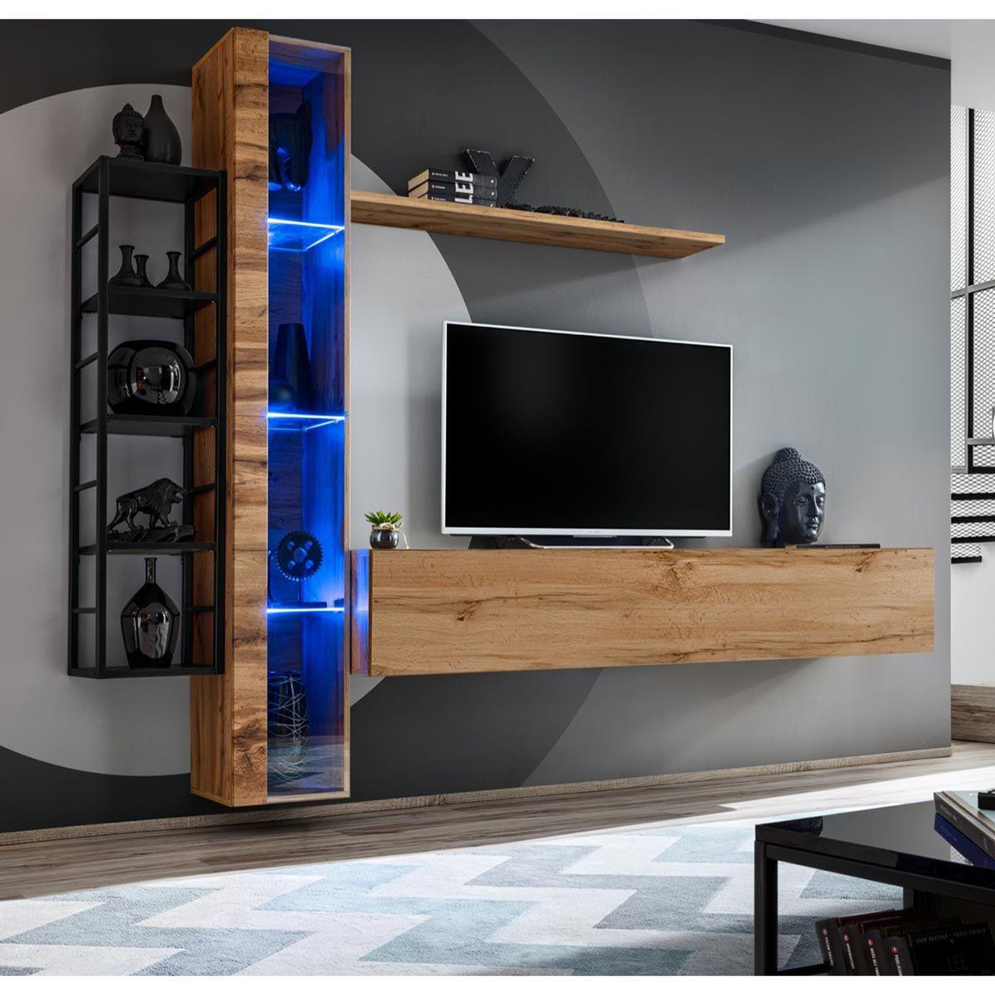 Paris Prix Ensemble meuble tv design  switch vii  240cm naturel & noir