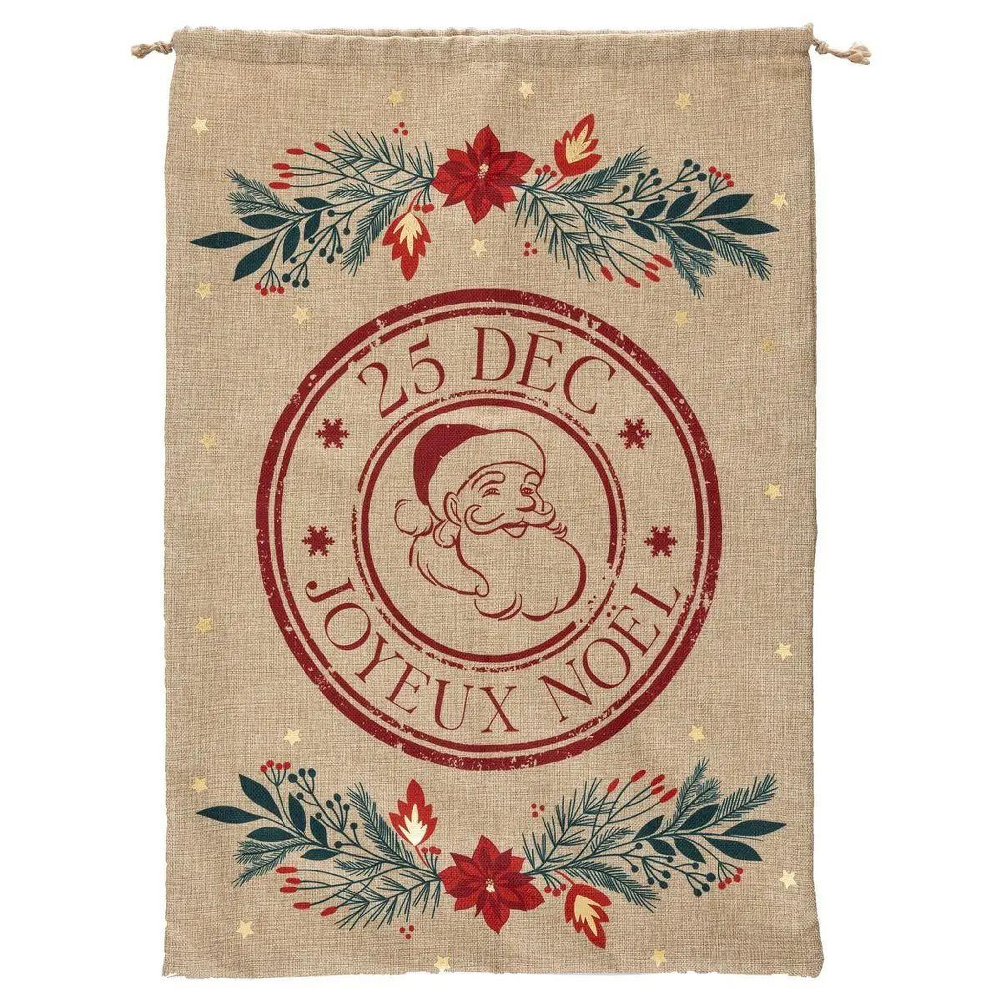 ATMOSPHERA Hotte de noël imprimée  soir 70cm beige & rouge