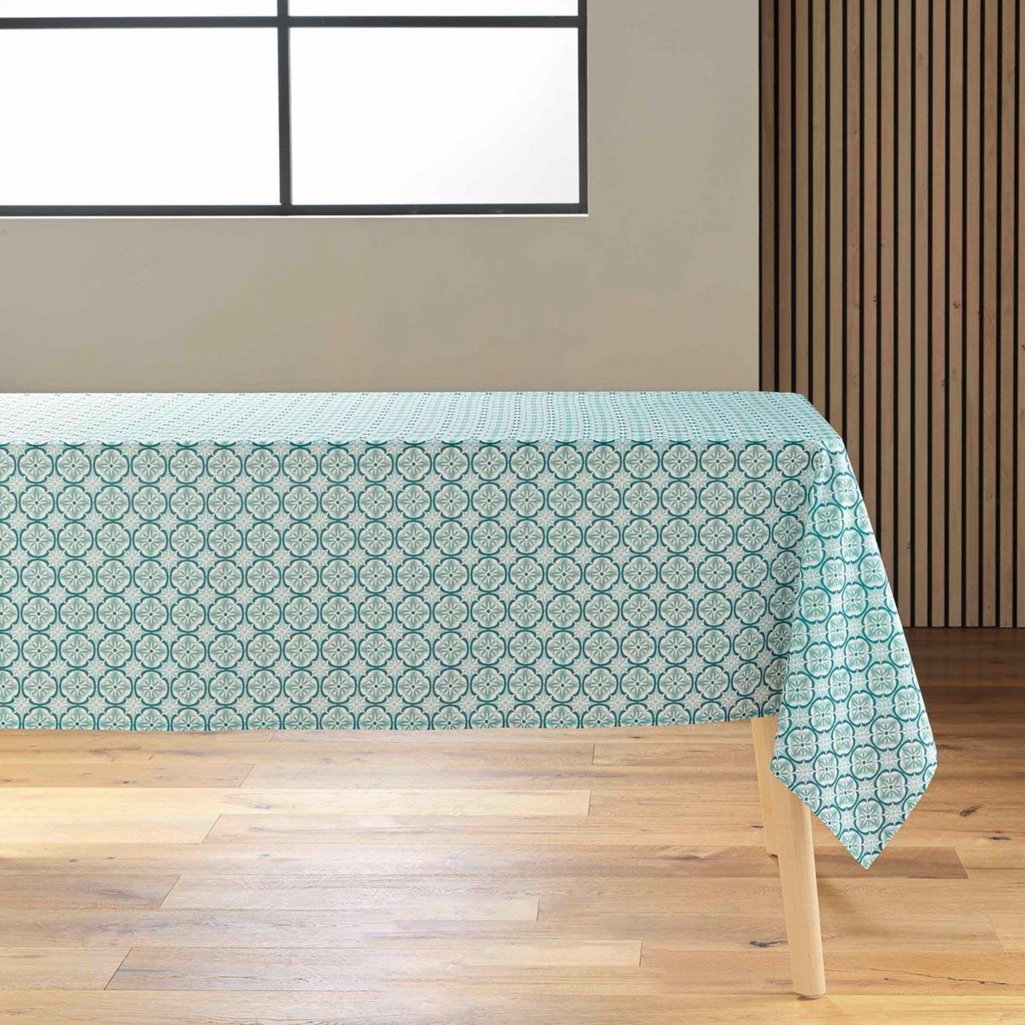 Douceur d'Intérieur Nappe antitache imprimé  costaria  145x240cm sauge
