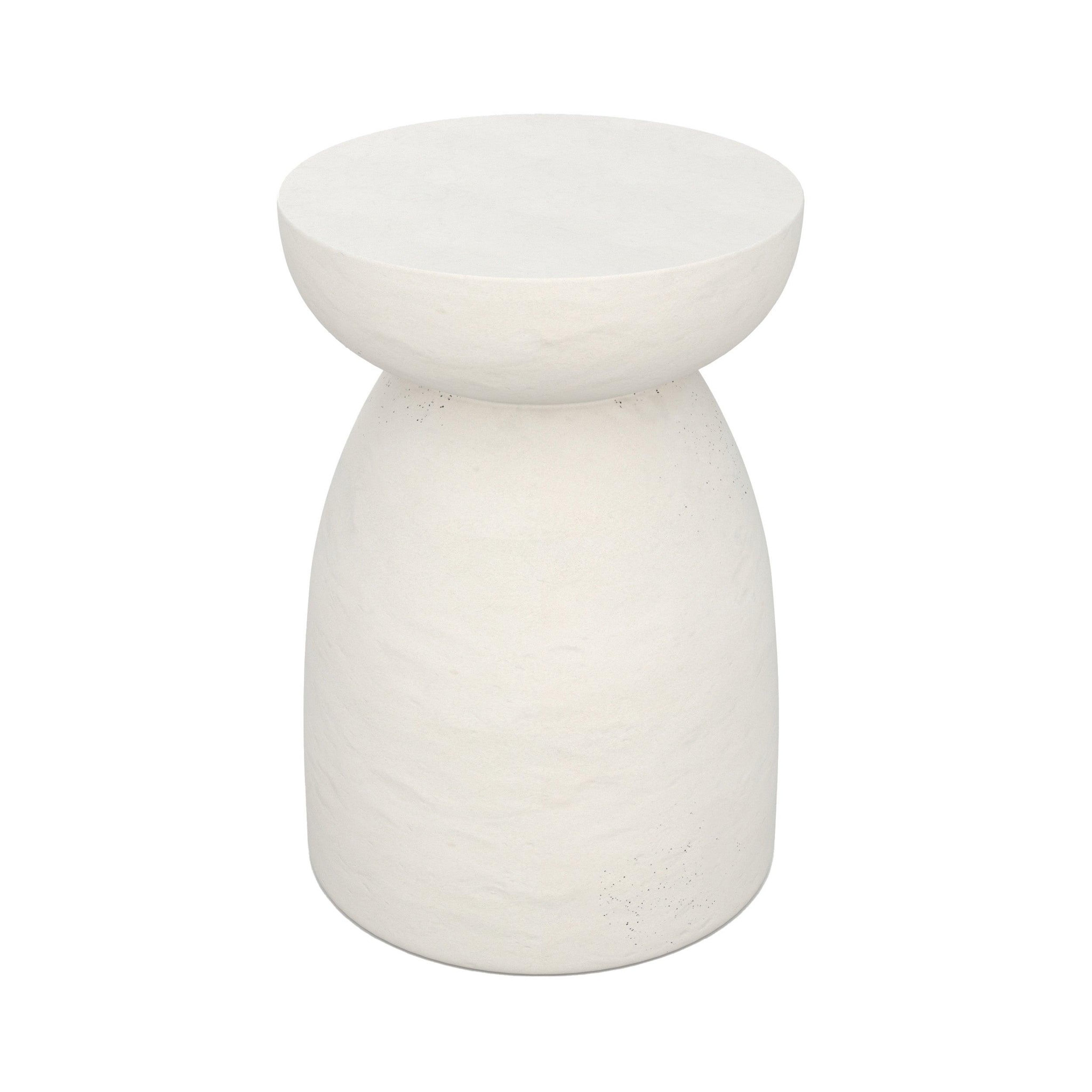 MAISON PAVANE Table d'appoint ronde blanche en fibre d'argile effet béton d35 cm-capri