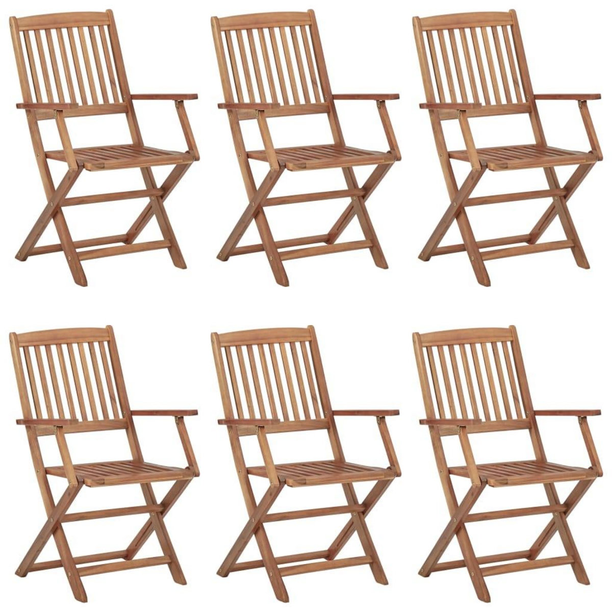 VIDAXL Chaises pliables de jardin lot de 6 avec coussins Bois d'acacia