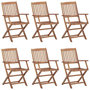 Voir la diapositive 2 : VIDAXL Chaises pliables de jardin lot de 6 avec coussins Bois d'acacia