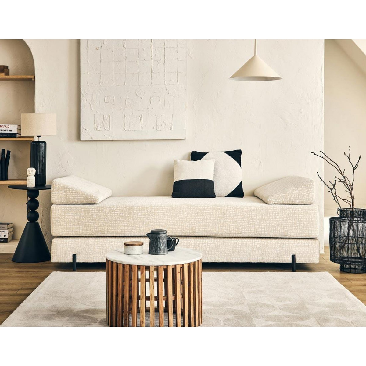 BEST MOBILIER Brescia - banquette 3 places convertible en tissu velours relief