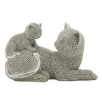 Paris Prix Statuette Déco Maman Chat & Chaton  Sparky  19cm Argent