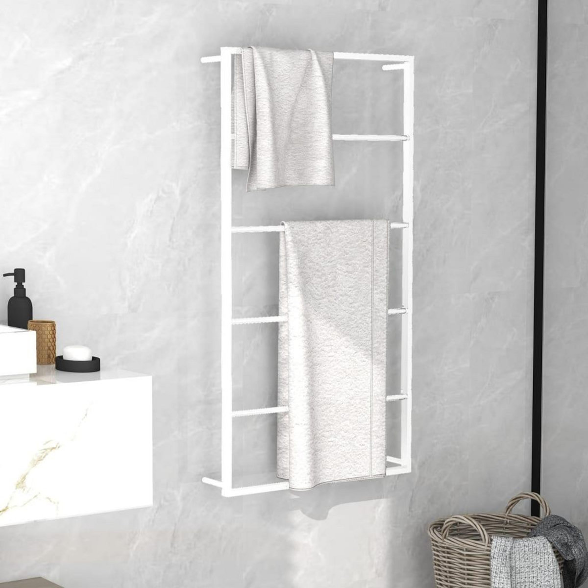 VIDAXL Porte-serviette Blanc 60x10x116 cm Acier