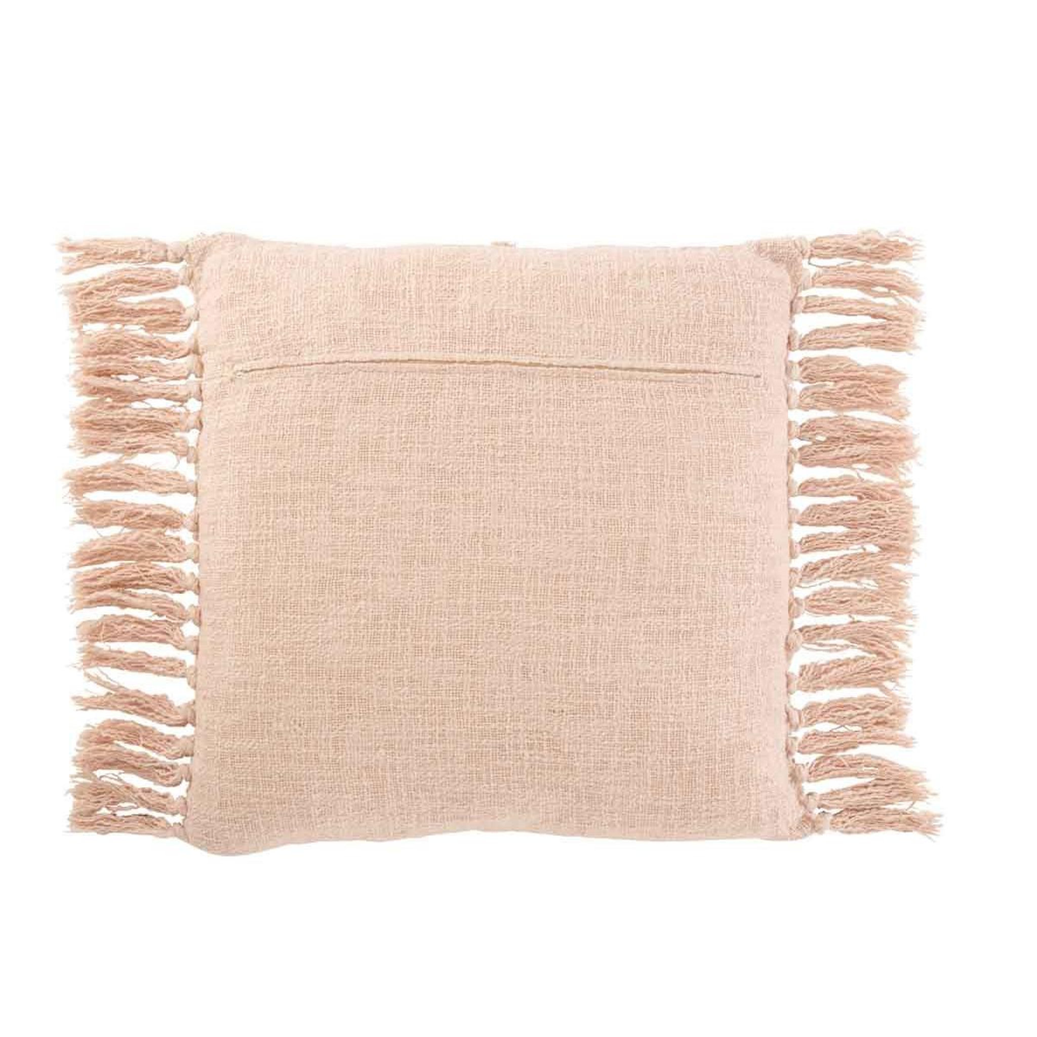 Voir la diapositive 2 : J-LINE Coussin Déco Franges  Losange  50x50cm Rose