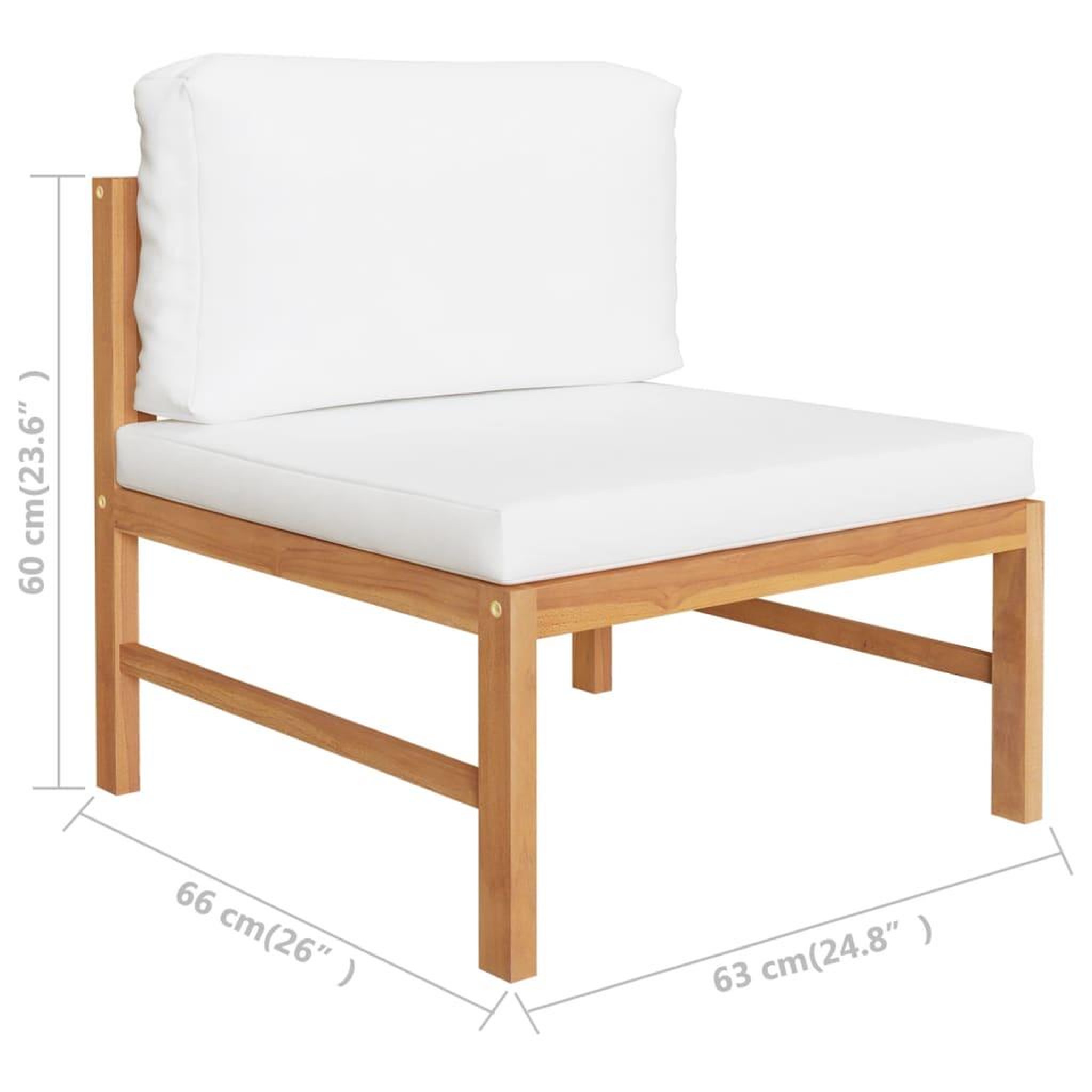 Voir la diapositive 6 : VIDAXL Salon de jardin 3 pcs avec coussins creme Bois de teck