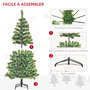 Voir la diapositive 4 : HOMCOM Sapin de Noël artificiel aspect enneigé Ø 75 x 150H cm 416 branches épines imitation Nordmann grand réalisme