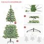 Voir la diapositive 4 : HOMCOM Sapin de Noël artificiel aspect enneigé Ø 75 x 150H cm 416 branches épines imitation Nordmann grand réalisme