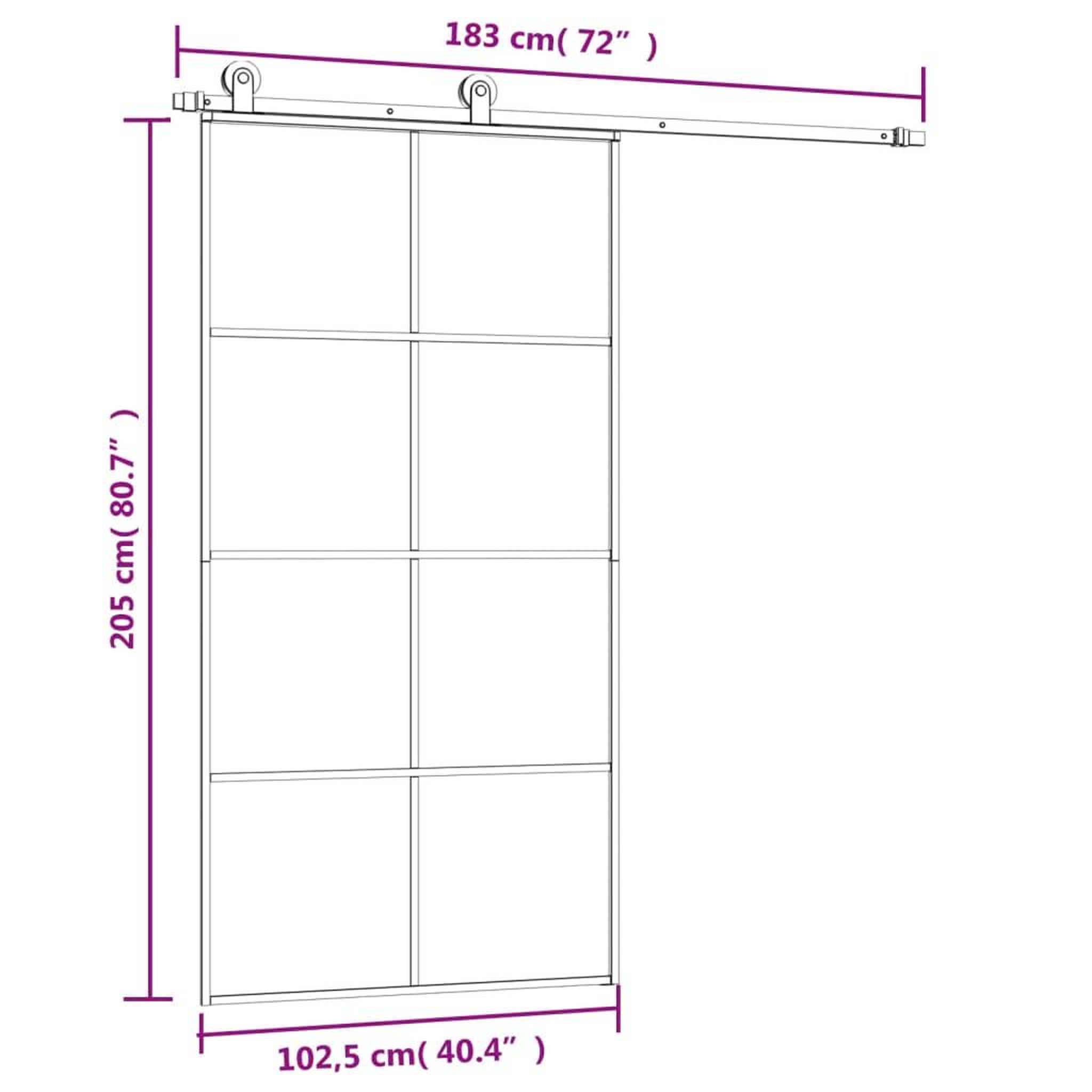 Voir la diapositive 6 : VIDAXL Porte coulissante et kit de quincaillerie 102,5x205cm Verre ESG