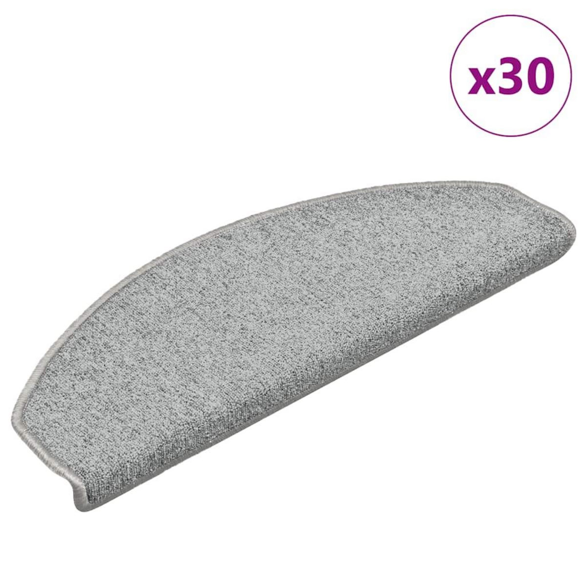 VIDAXL Tapis d'escalier 30 pcs gris clair 65x24x4 cm