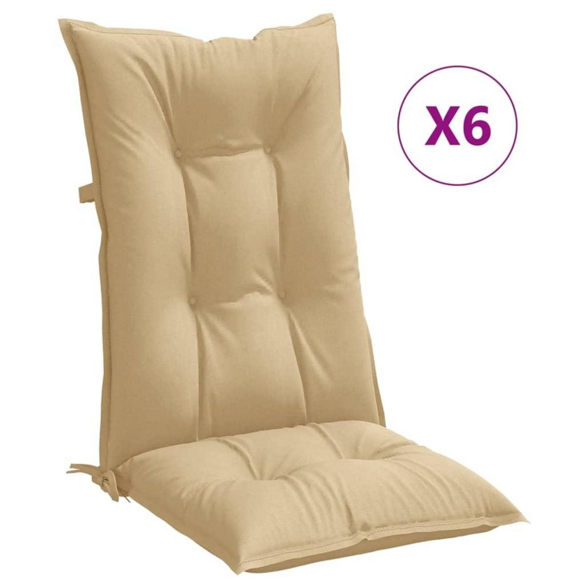 VIDAXL Coussins de chaise a dossier haut lot de 6 beige melange tissu