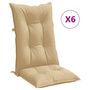 Voir la diapositive 2 : VIDAXL Coussins de chaise a dossier haut lot de 6 beige melange tissu