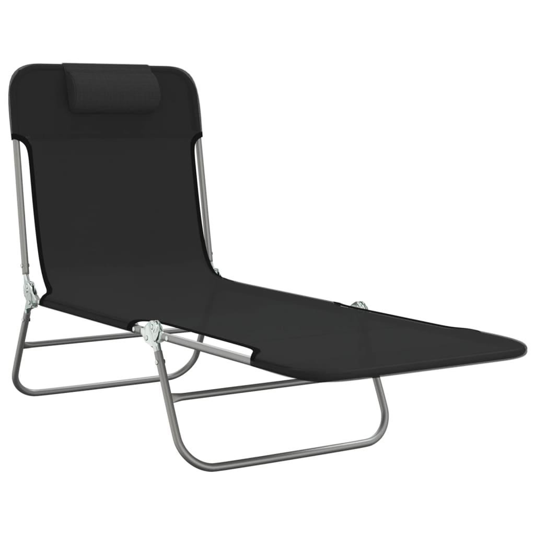 Voir la diapositive 3 : VIDAXL Chaises longues pliables lot de 2 noir textilene et acier