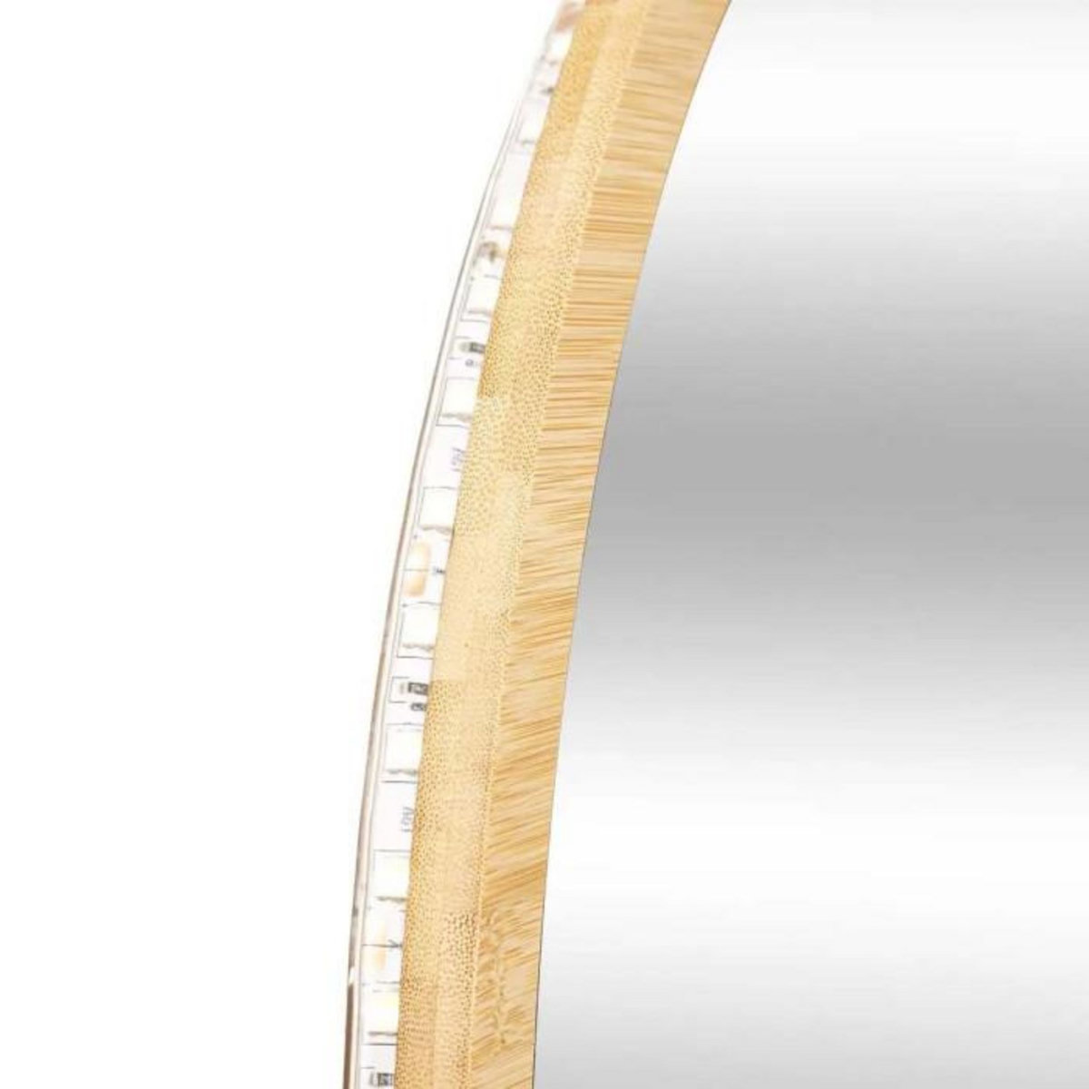 FIVE Miroir Mural Led en Bambou  Tactile  57cm Naturel