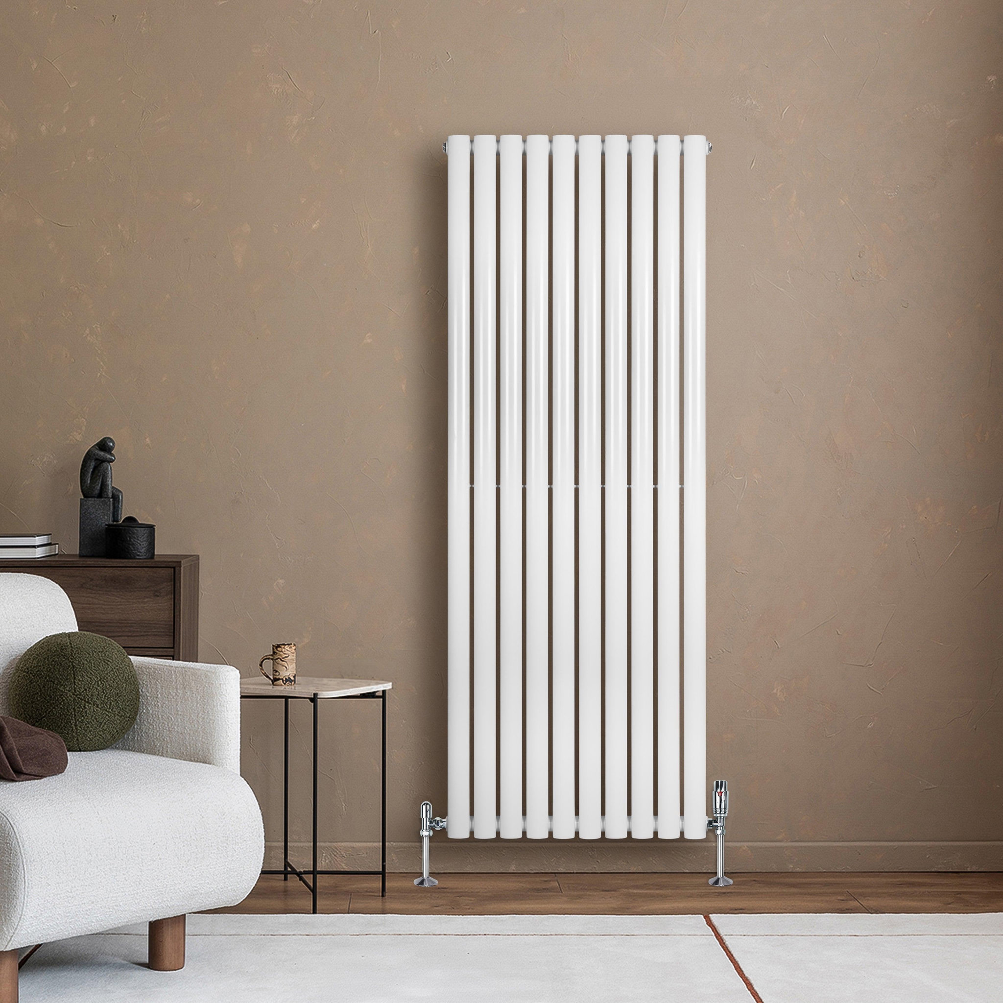 Voir la diapositive 4 : MONSTERSHOP Radiateur à colonnes ovales & vannes, 1 panneau - 1600 x 600 mm
