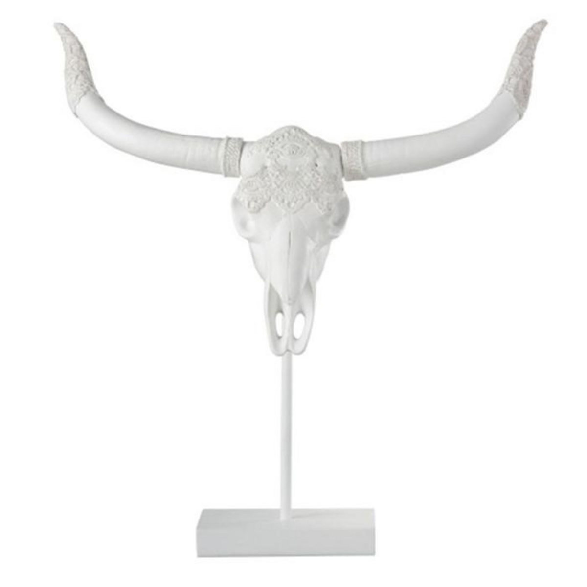 Paris Prix Statue Déco en Résine  Crane  55cm Blanc