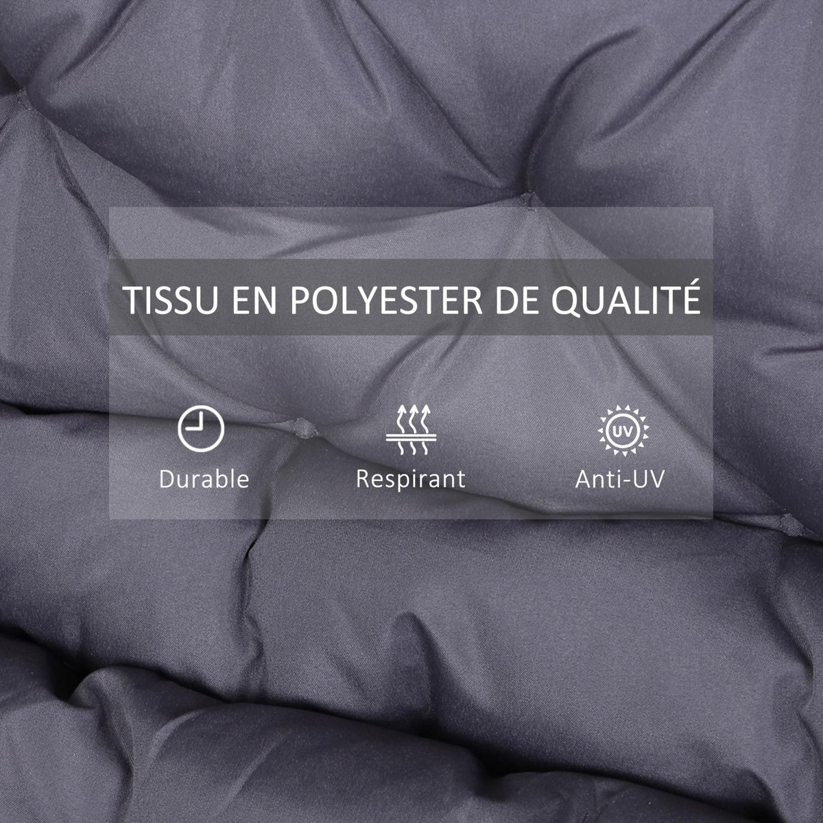 OUTSUNNY Coussin matelas assise dossier pour banc de jardin balancelle canapé 2 places grand confort 120 x 110 x 12 cm gris