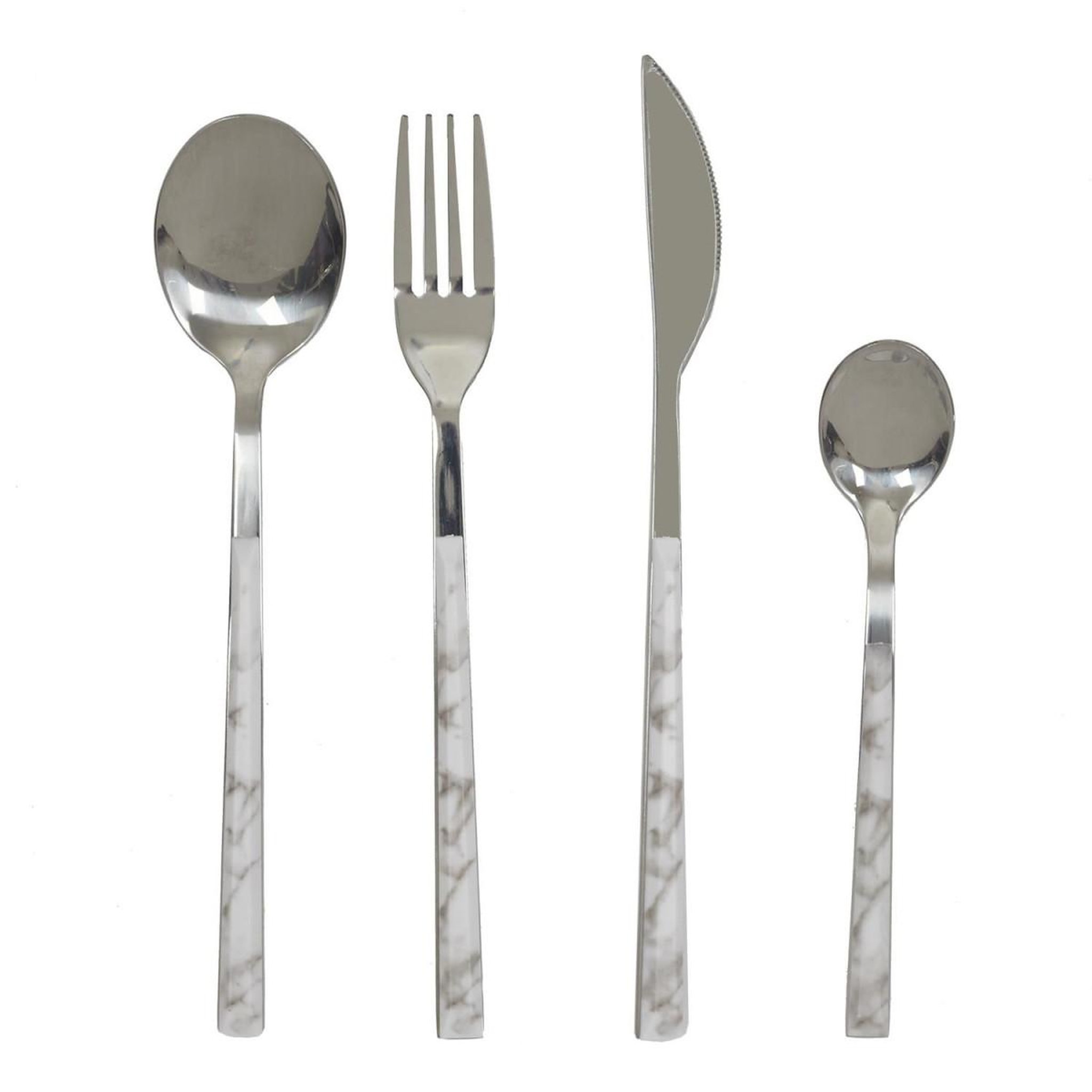 The Home Deco Factory Ménagère 16 Pièces  Effet Marbre  25cm Blanc