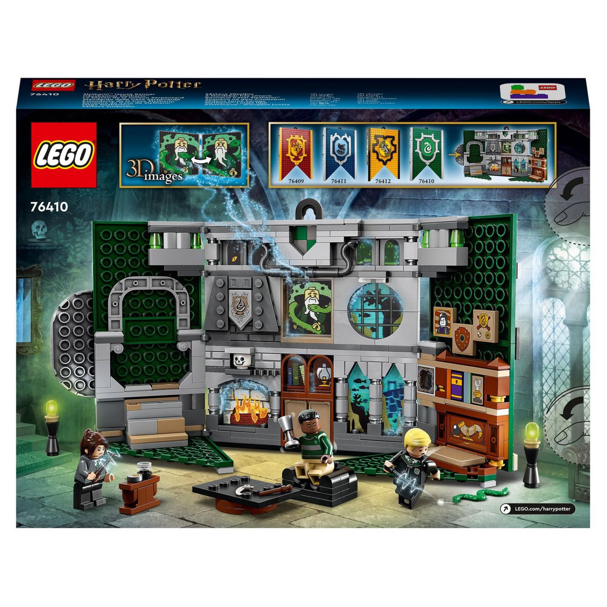 LEGO Harry Potter 76410 - Le blason de la maison Serpentard Jouet Château de Poudlard ou Décoration Murale à Collectionner avec Minifigurine de Draco Malfoy