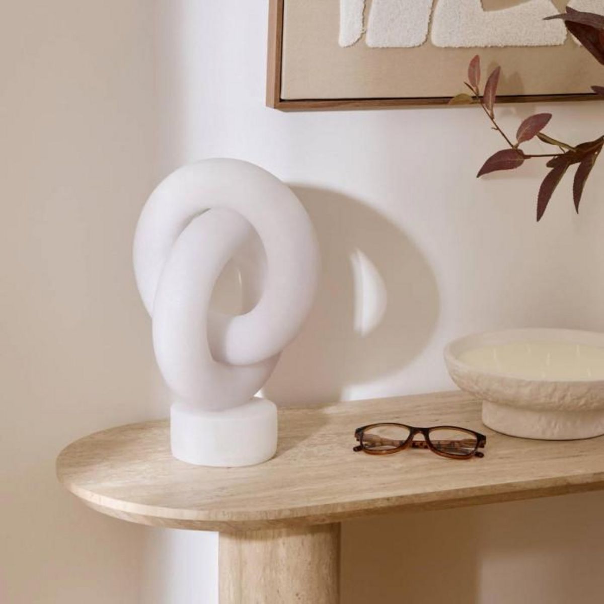 ATMOSPHERA Déco à Poser en Résine  Louan  30cm Blanc