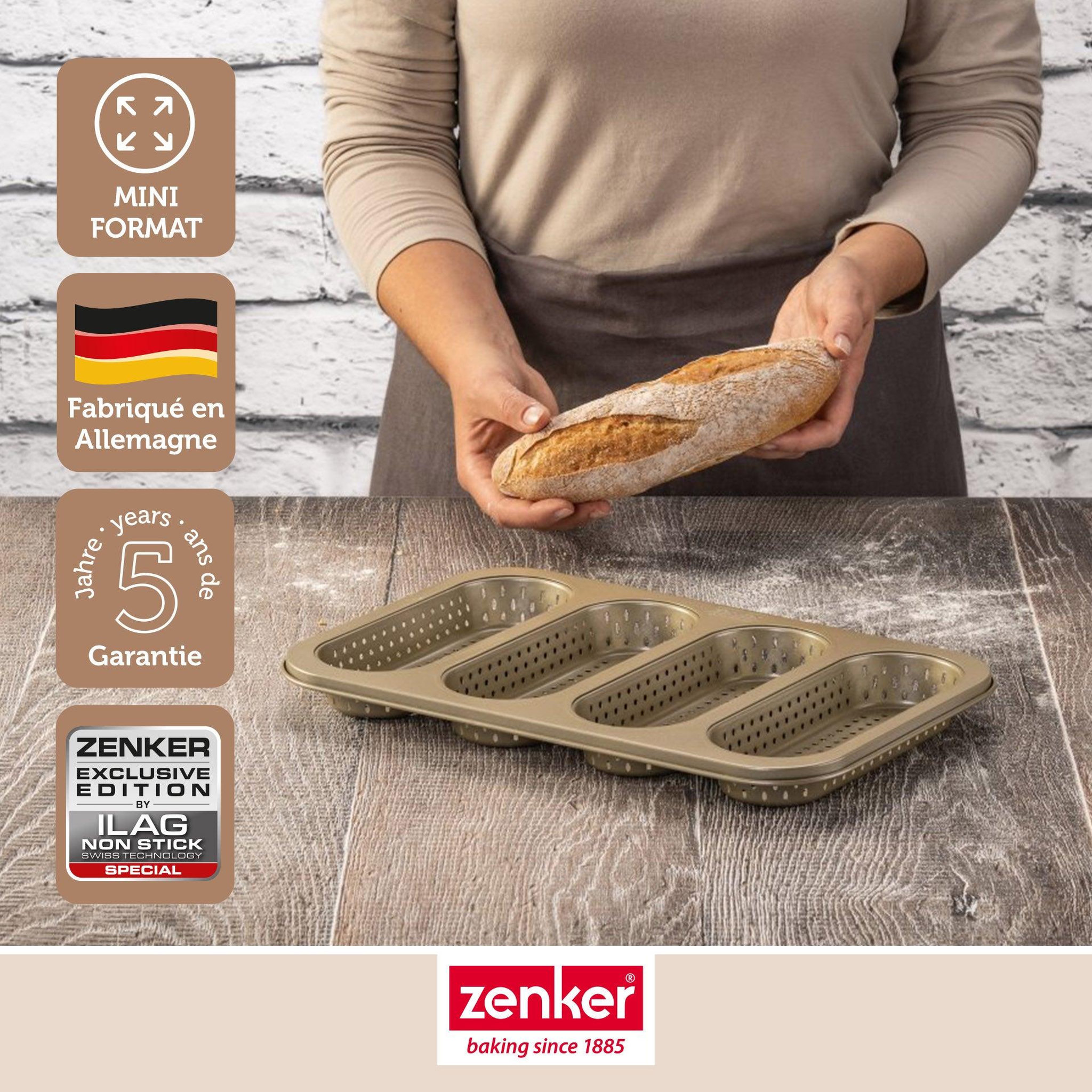 Voir la diapositive 2 : ZENKER Lot de 2 moules à gâteaux 33,5/22/3 cm en acier zenker mojave gold