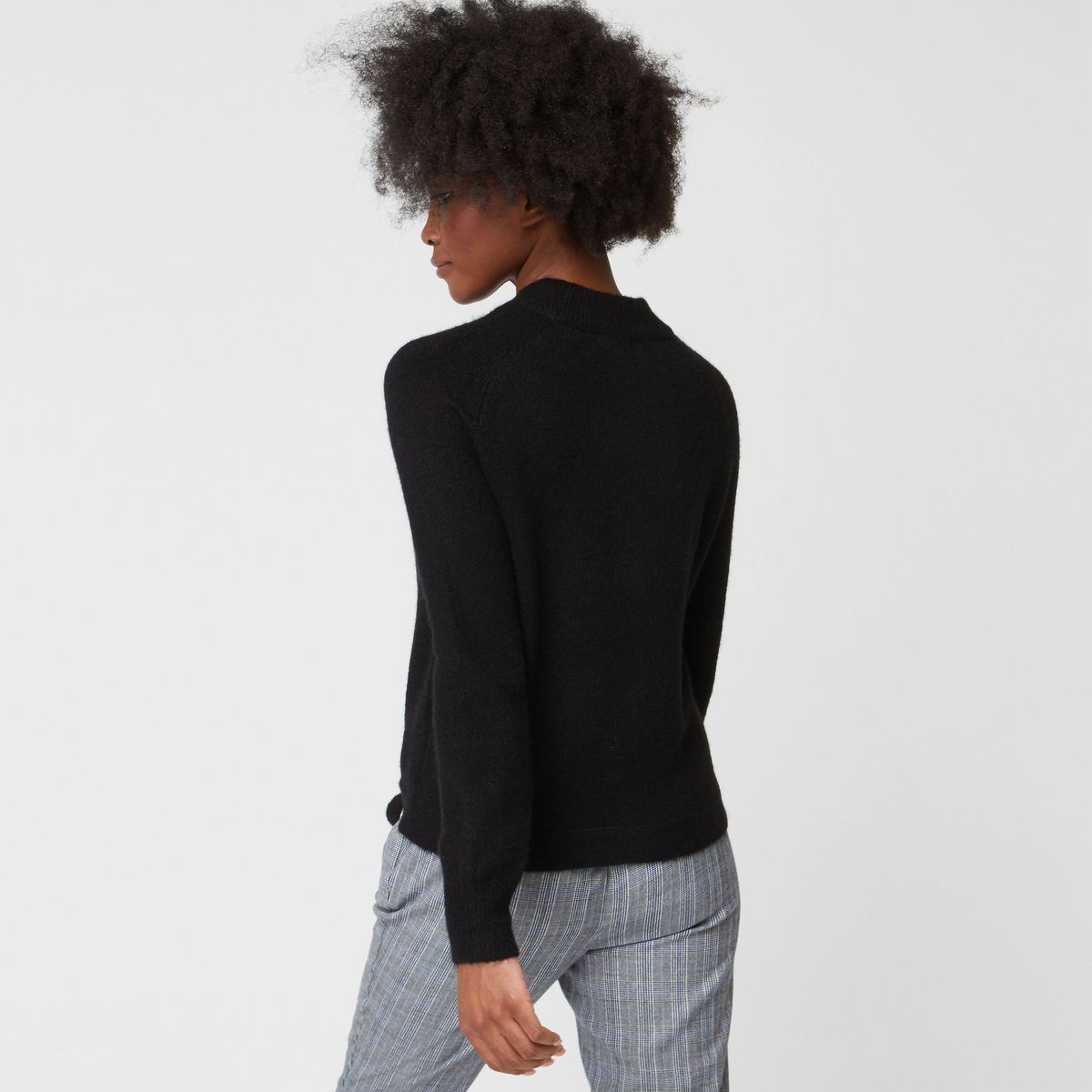 IN EXTENSO Pull noué col montant noir femme