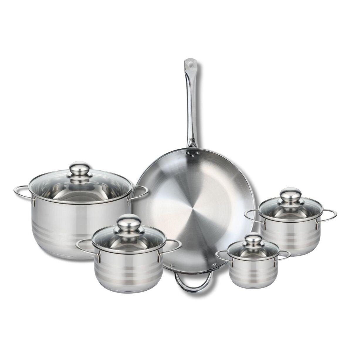 ELO Ensemble de 1 Poêle de cuisson 32 cm et 4 faitouts 12, 14, 16 et 24 cm Elo Profi Brillant